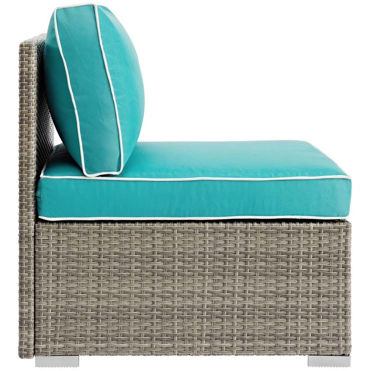 Repose Outdoor Patio Armless Chair, Sunbrella Rattan Wicker, Blue Light Gray 13902
