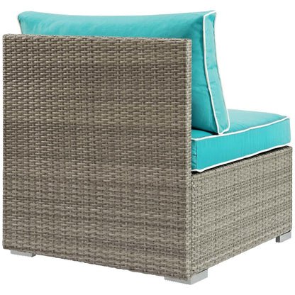 Repose Outdoor Patio Armless Chair, Sunbrella Rattan Wicker, Blue Light Gray 13902