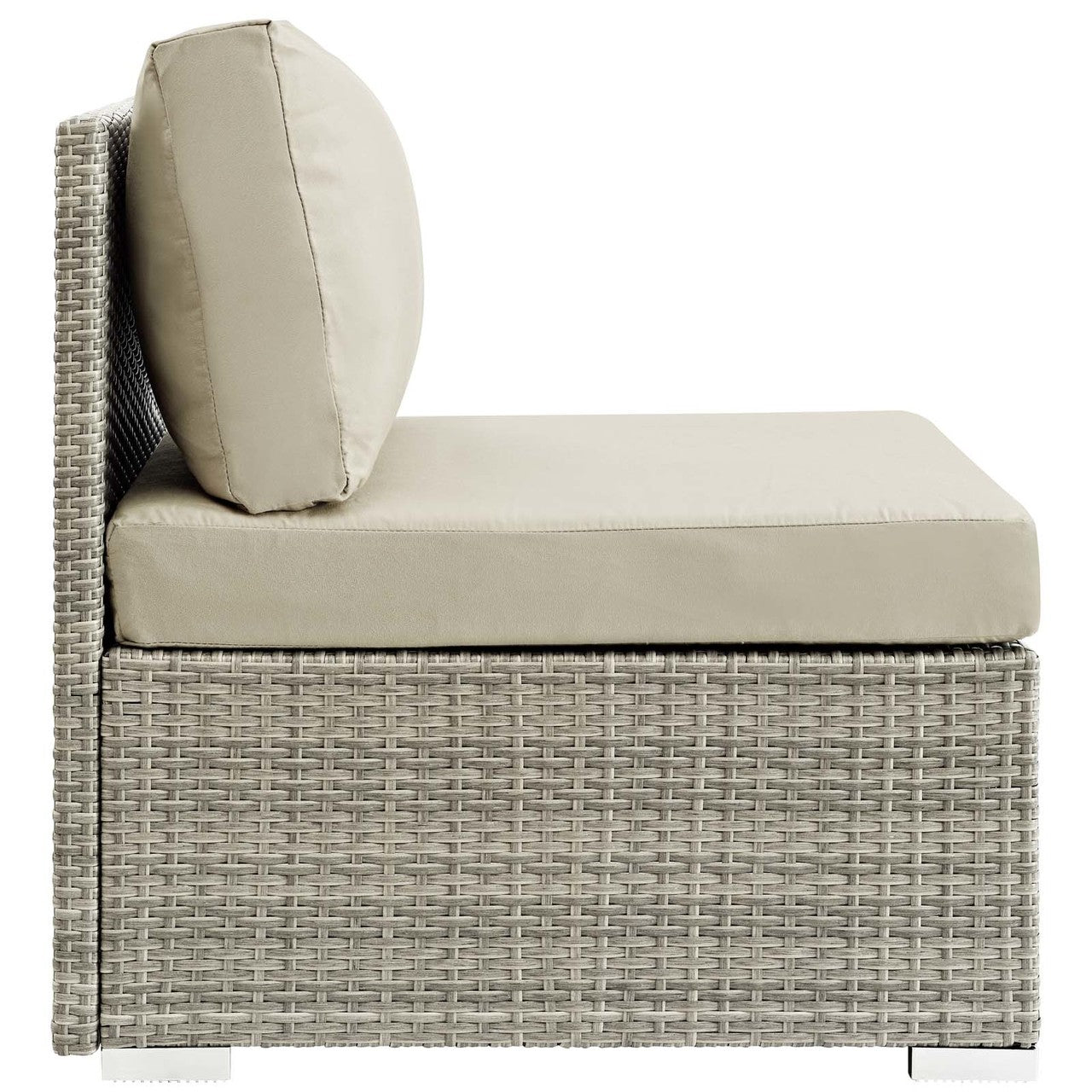 Repose Sunbrella® Fabric Outdoor Patio Armless Chair, Sunbrella Rattan Wicker, Light Gray Beige 13904