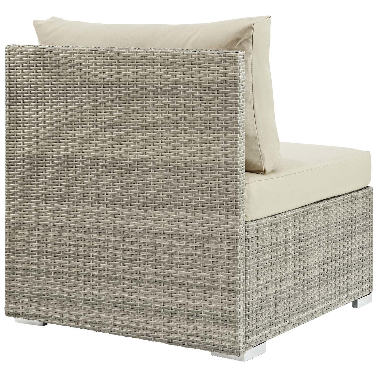 Repose Sunbrella® Fabric Outdoor Patio Armless Chair, Sunbrella Rattan Wicker, Light Gray Beige 13904