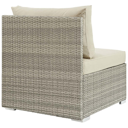 Repose Sunbrella® Fabric Outdoor Patio Armless Chair, Sunbrella Rattan Wicker, Light Gray Beige 13904
