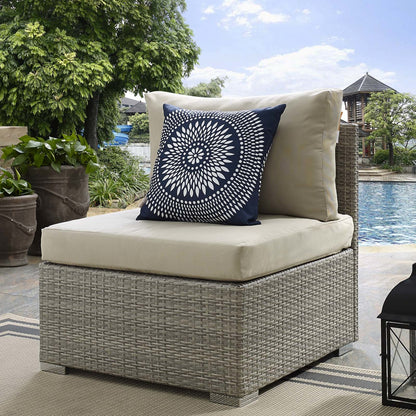 Repose Sunbrella® Fabric Outdoor Patio Armless Chair, Sunbrella Rattan Wicker, Light Gray Beige 13904