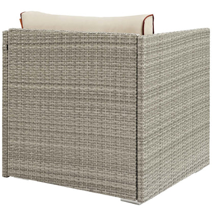 Repose Outdoor Patio Armchair, Sunbrella Rattan Wicker, Light Gray Beige 13906