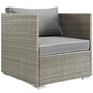 Repose Outdoor Patio Armchair, Sunbrella Rattan Wicker, Grey Gray 13908