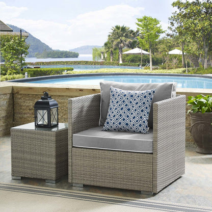 Repose Outdoor Patio Armchair, Sunbrella Rattan Wicker, Grey Gray 13908