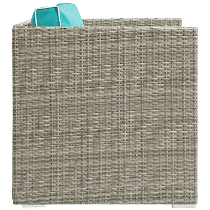 Repose Outdoor Patio Armchair, Sunbrella Rattan Wicker, Blue Light Gray 13910