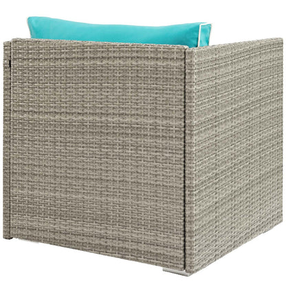 Repose Outdoor Patio Armchair, Sunbrella Rattan Wicker, Blue Light Gray 13910
