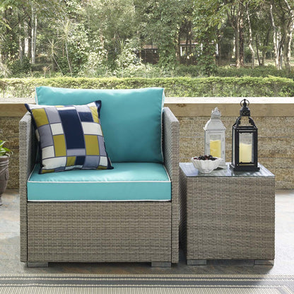 Repose Outdoor Patio Armchair, Sunbrella Rattan Wicker, Blue Light Gray 13910