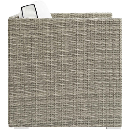 Repose Outdoor Patio Armchair, Sunbrella Rattan Wicker, White Light Gray 13911