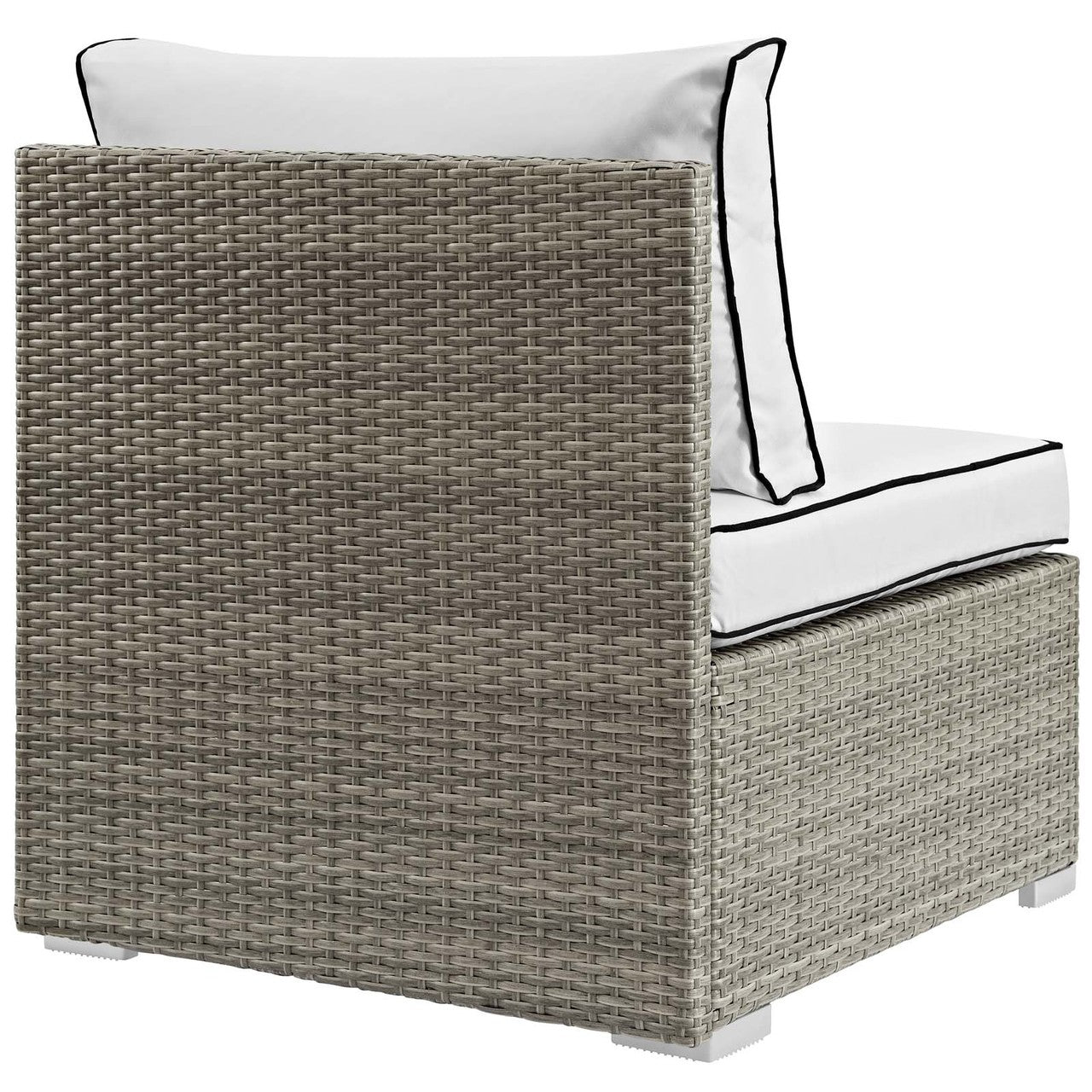 Repose Outdoor Patio Armchair, Sunbrella Rattan Wicker, White Light Gray 13911