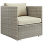 Repose Sunbrella® Fabric Outdoor Patio Armchair, Sunbrella Rattan Wicker, Light Gray Beige 13912