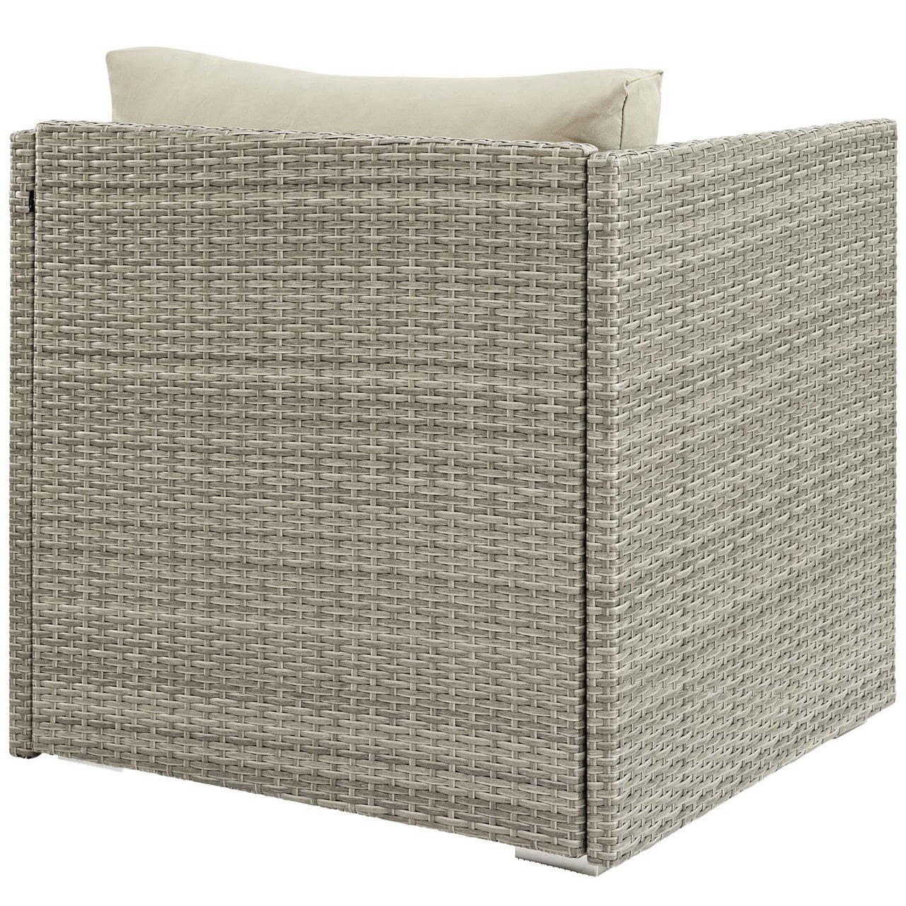 Repose Sunbrella® Fabric Outdoor Patio Armchair, Sunbrella Rattan Wicker, Light Gray Beige 13912