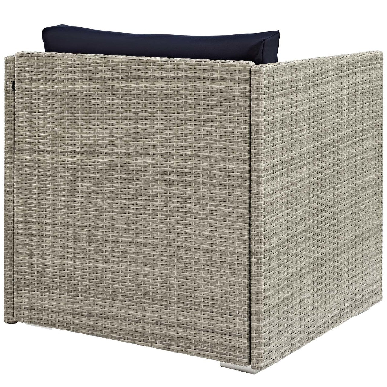 Repose Sunbrella® Fabric Outdoor Patio Armchair, Sunbrella Rattan Wicker, Navy Blue Light Gray 13913