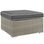 Repose Outdoor Patio Upholstered Fabric Ottoman, Sunbrella Rattan Wicker, Dark Grey Gray 13915