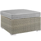 Repose Outdoor Patio Upholstered Fabric Ottoman, Sunbrella Rattan Wicker, Grey Gray 13916