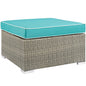 Repose Outdoor Patio Upholstered Fabric Ottoman, Sunbrella Rattan Wicker, Blue Light Gray 13918