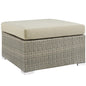 Repose Sunbrella® Fabric Outdoor Patio Ottoman, Sunbrella Rattan Wicker, Light Gray Beige 13920