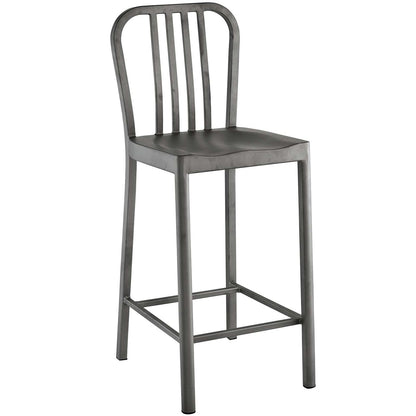 Clink Counter Stool Set of 4, Metal Steel, Silver 13922