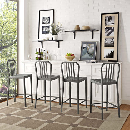 Clink Counter Stool Set of 4, Metal Steel, Silver 13922
