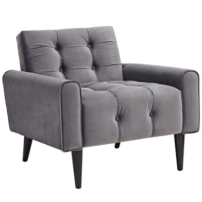 Delve Living Room Set Velvet Set of 2, Velvet Fabric, Grey Gray 13932