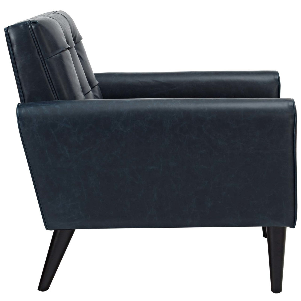 Delve 2 Piece Upholstered Vinyl Sofa and Armchair Set, Faux Vinyl Leather, Blue 13939