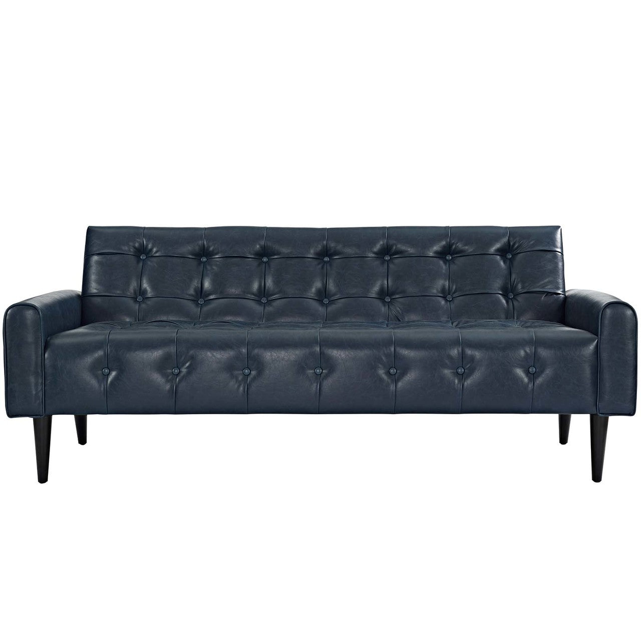 Delve 2 Piece Upholstered Vinyl Sofa and Armchair Set, Faux Vinyl Leather, Blue 13939