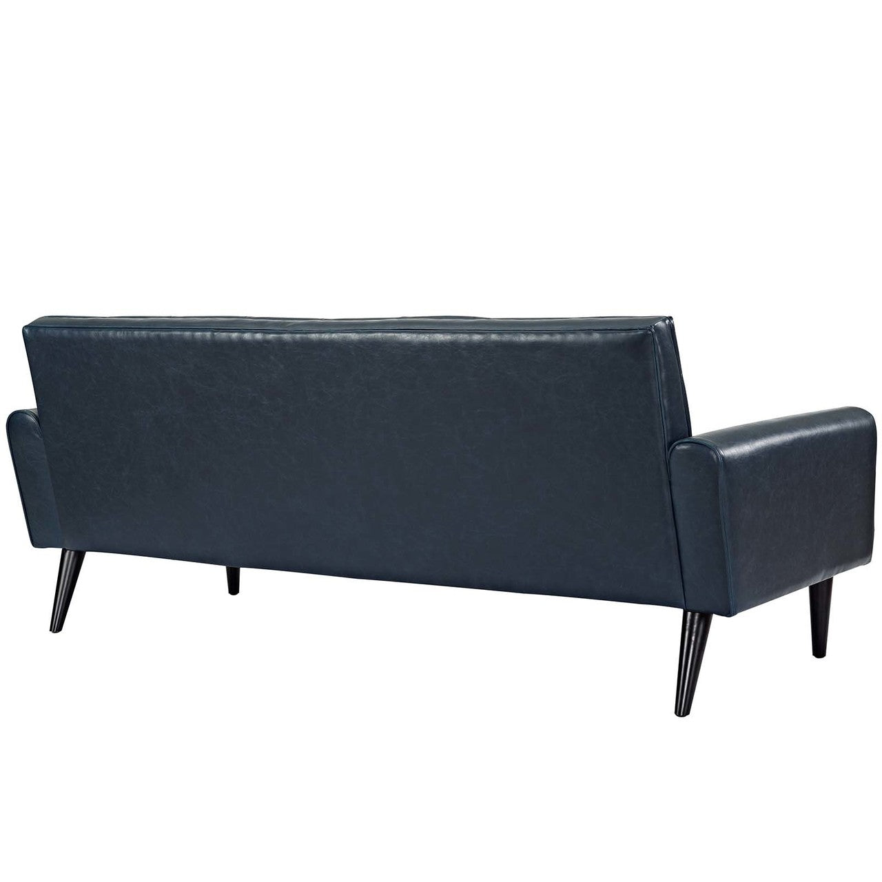 Delve 2 Piece Upholstered Vinyl Sofa and Armchair Set, Faux Vinyl Leather, Blue 13939