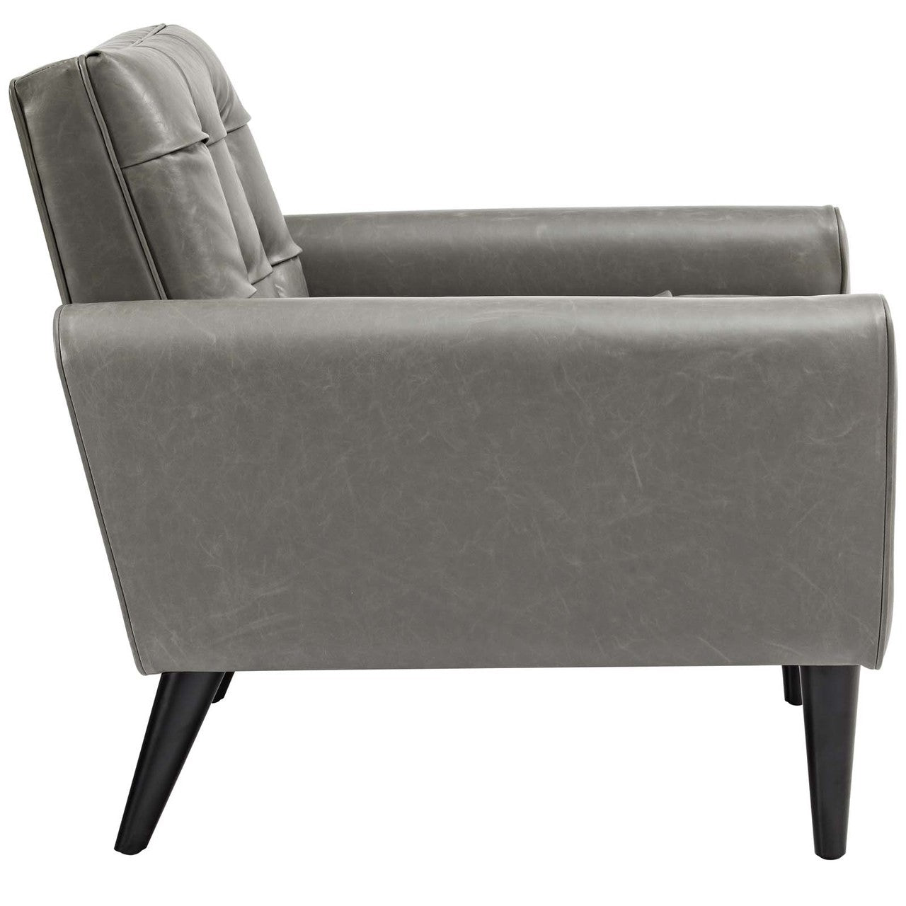 Delve 2 Piece Upholstered Vinyl Sofa and Armchair Set, Faux Vinyl Leather, Grey Gray 13940