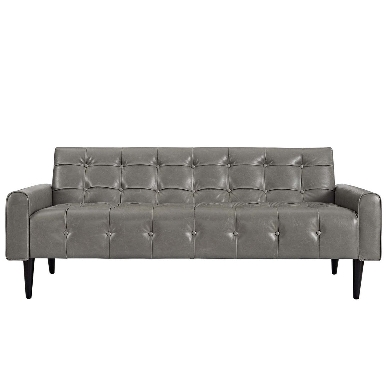 Delve 2 Piece Upholstered Vinyl Sofa and Armchair Set, Faux Vinyl Leather, Grey Gray 13940