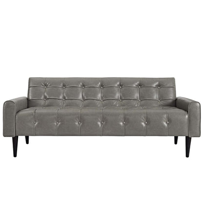 Delve 2 Piece Upholstered Vinyl Sofa and Armchair Set, Faux Vinyl Leather, Grey Gray 13940