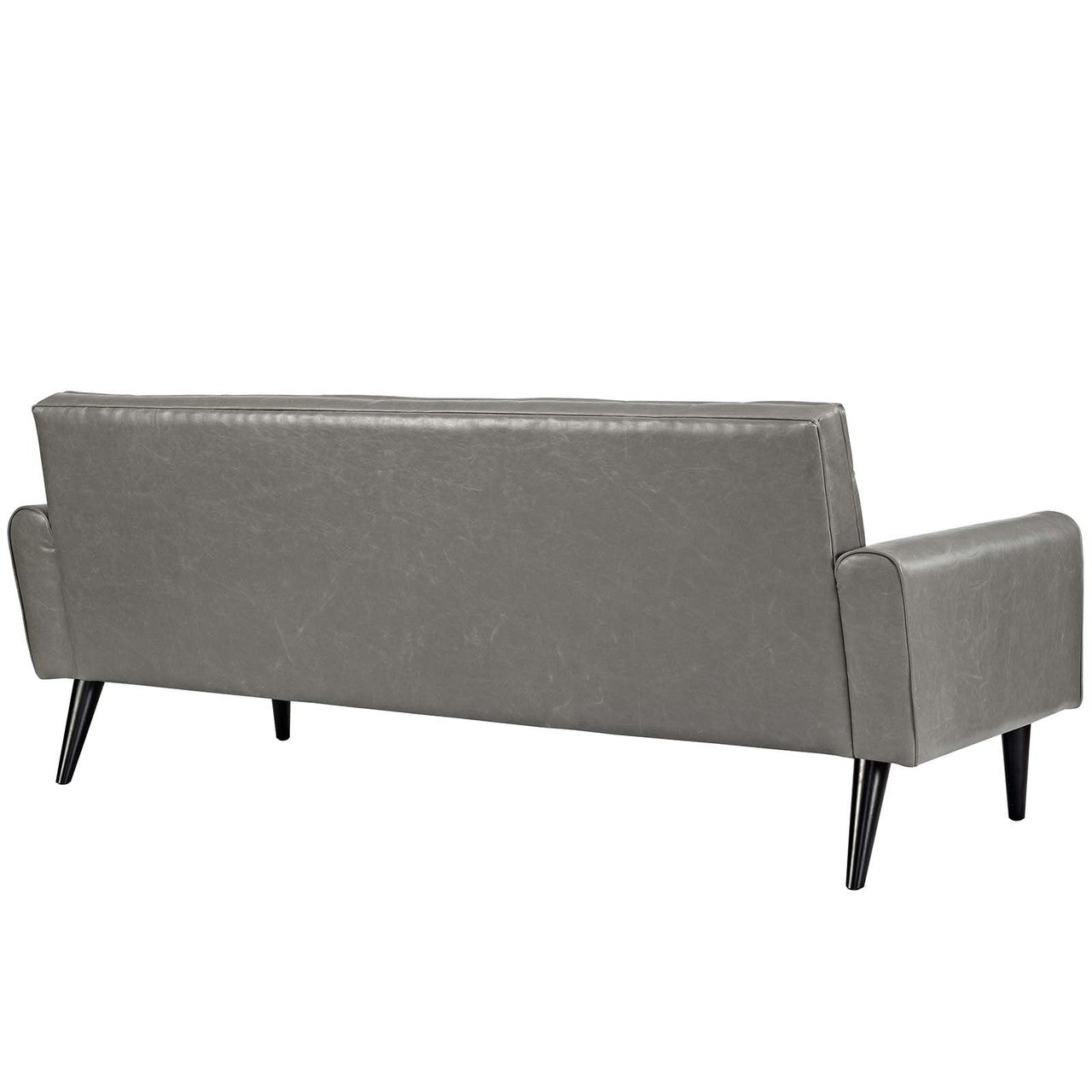 Delve 2 Piece Upholstered Vinyl Sofa and Armchair Set, Faux Vinyl Leather, Grey Gray 13940