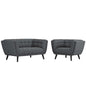 Bestow 2 Piece Upholstered Fabric Loveseat and Armchair Set, Fabric, Grey Gray 13942