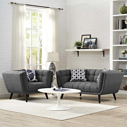 Bestow 2 Piece Upholstered Fabric Loveseat and Armchair Set, Fabric, Grey Gray 13942