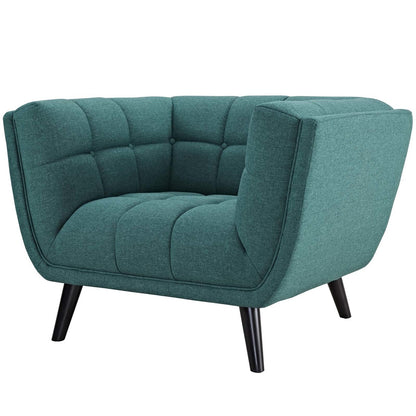 Bestow 2 Piece Upholstered Fabric Loveseat and Armchair Set, Fabric, Aqua Blue 13943