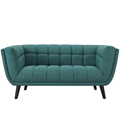 Bestow 2 Piece Upholstered Fabric Loveseat and Armchair Set, Fabric, Aqua Blue 13943