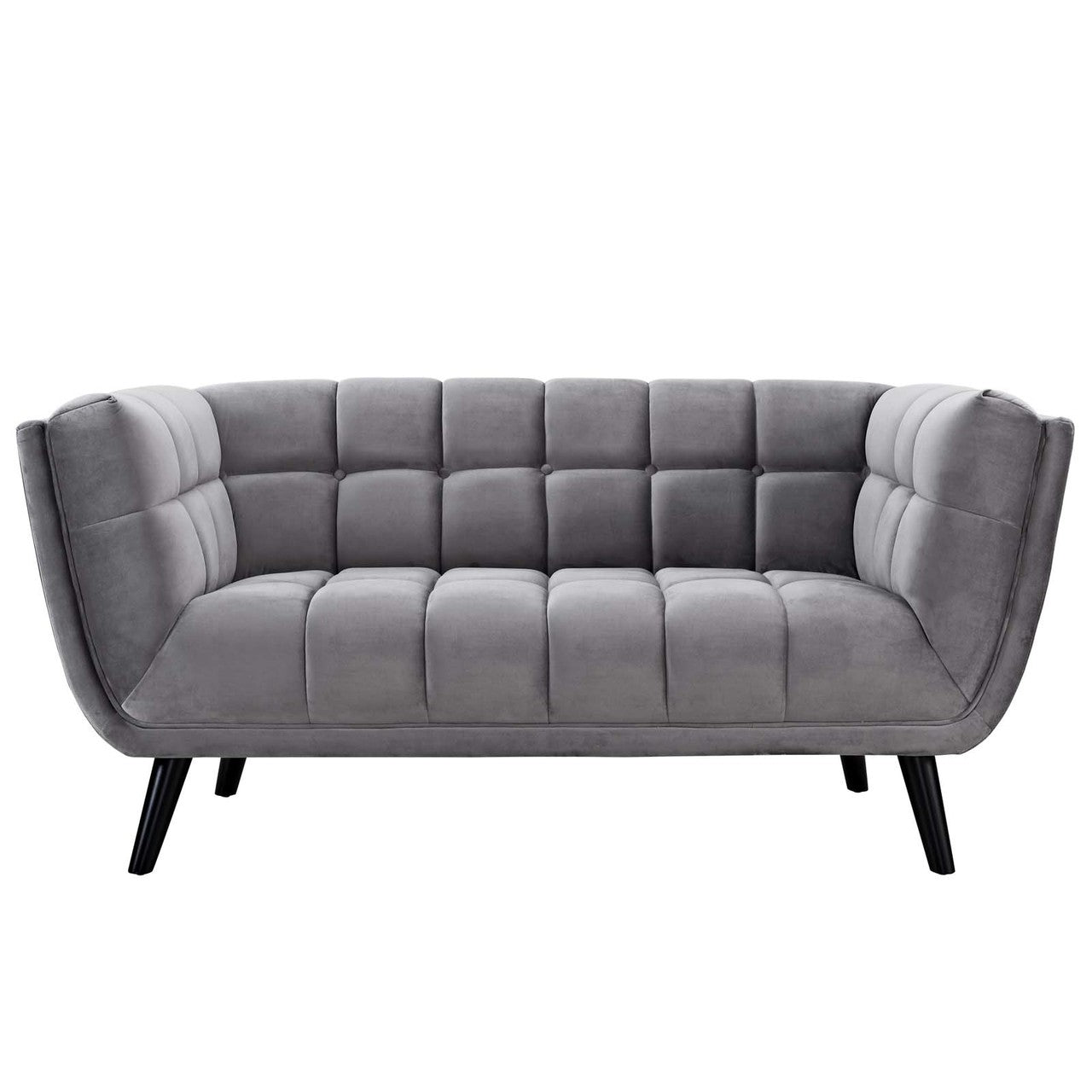 Bestow 2 Piece Velvet Loveseat and Armchair Set, Velvet Fabric, Grey Gray 13945