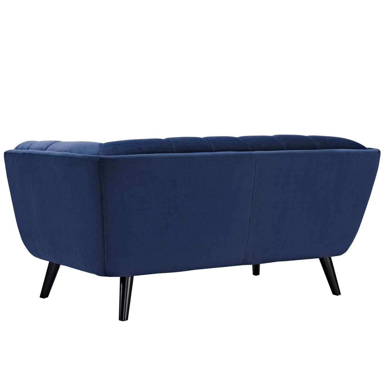 Bestow 2 Piece Velvet Loveseat and Armchair Set, Velvet Fabric, Navy Blue 13946