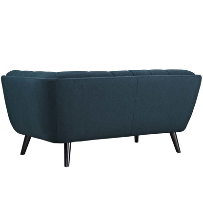 Bestow 3 Piece Upholstered Fabric Sofa Loveseat and Armchair Set, Fabric, Blue 13947