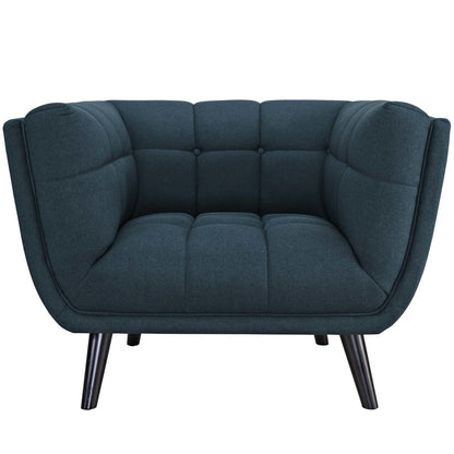 Bestow 3 Piece Upholstered Fabric Sofa Loveseat and Armchair Set, Fabric, Blue 13947