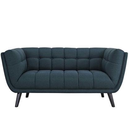 Bestow 2 Piece Upholstered Fabric Sofa and Loveseat Set, Fabric, Blue 13950