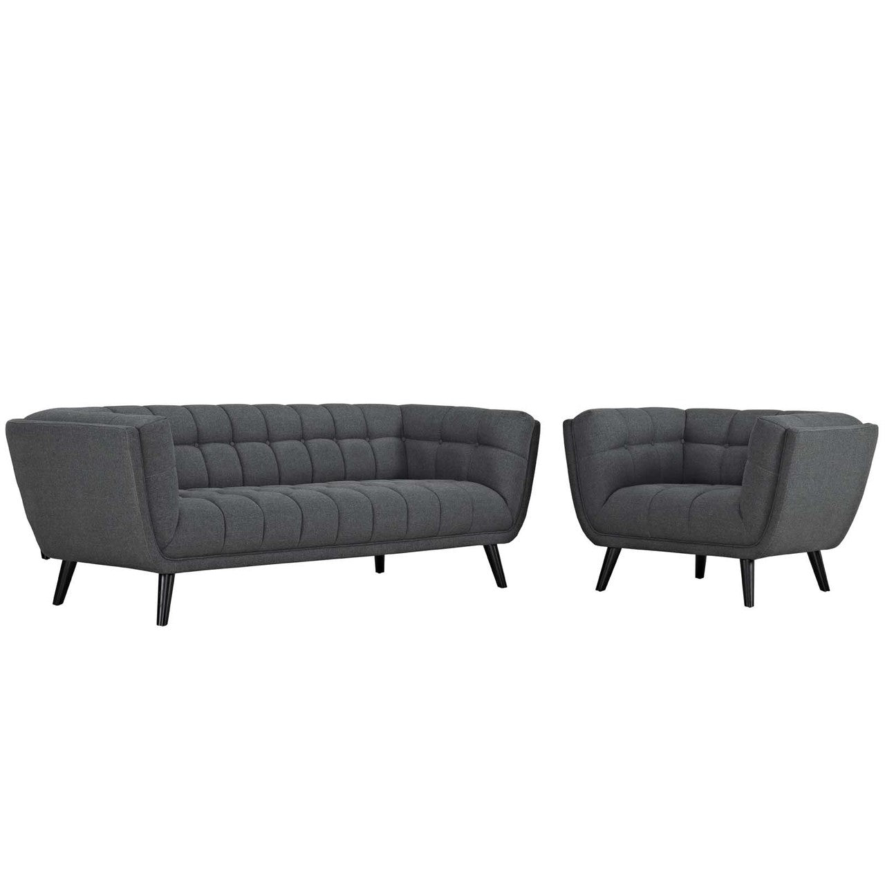 Bestow 2 Piece Upholstered Fabric Sofa and Armchair Set, Fabric, Grey Gray 13954