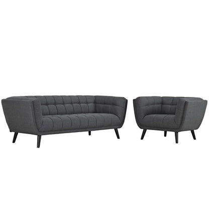 Bestow 2 Piece Upholstered Fabric Sofa and Armchair Set, Fabric, Grey Gray 13954