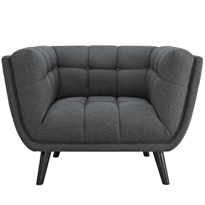Bestow 2 Piece Upholstered Fabric Sofa and Armchair Set, Fabric, Grey Gray 13954
