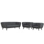 Bestow 3 Piece Upholstered Fabric Sofa and Armchair Set, Fabric, Grey Gray 13957