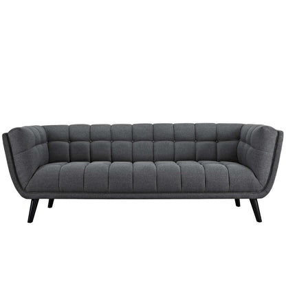 Bestow 3 Piece Upholstered Fabric Sofa and Armchair Set, Fabric, Grey Gray 13957