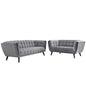 Bestow 2 Piece Velvet Sofa and Loveseat Set, Velvet Fabric, Grey Gray 13963
