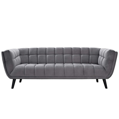 Bestow 2 Piece Velvet Sofa and Loveseat Set, Velvet Fabric, Grey Gray 13963