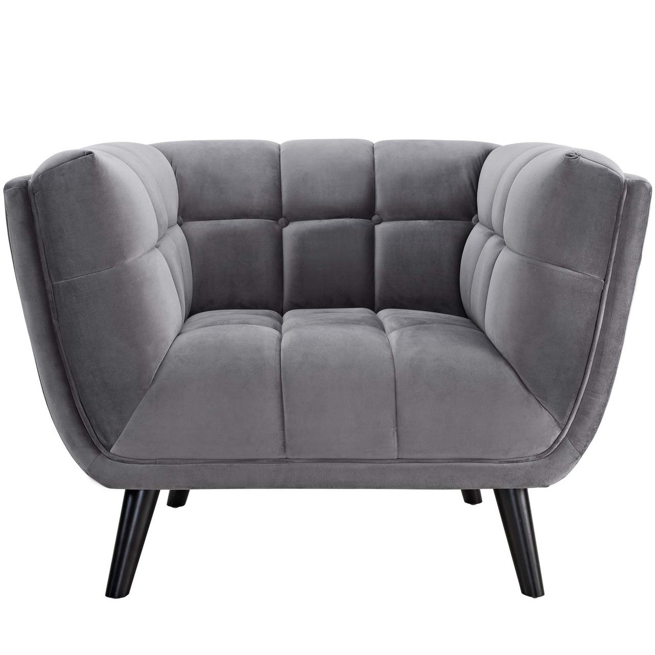 Bestow 2 Piece Velvet Sofa and Armchair Set, Velvet Fabric, Grey Gray 13966