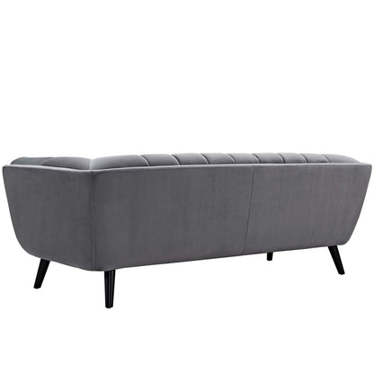 Bestow 2 Piece Velvet Sofa and Armchair Set, Velvet Fabric, Grey Gray 13966