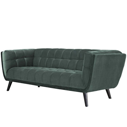 Bestow 3 Piece Velvet Sofa and Armchair Set, Velvet Fabric, Green 13968